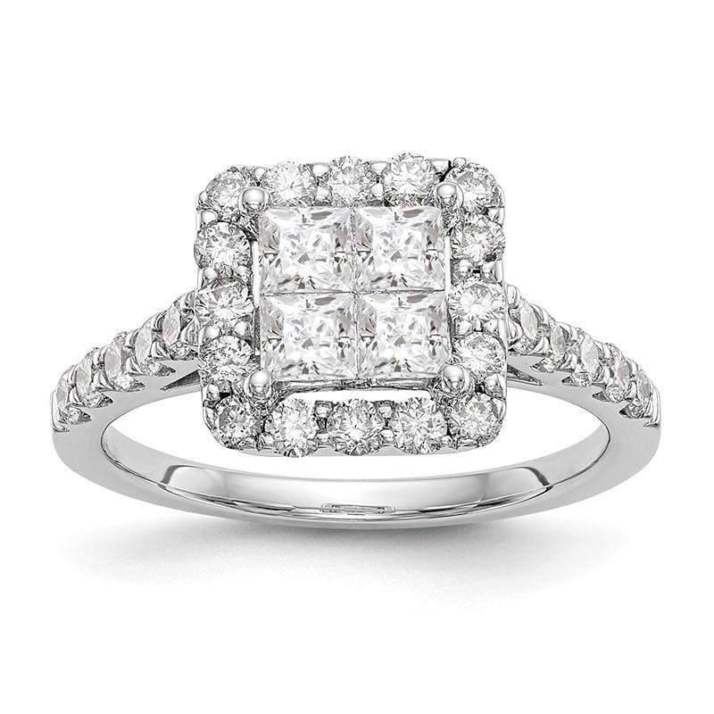 14K White Gold Complete Diamond Cluster Engagement Ring - Seattle Gold Grillz