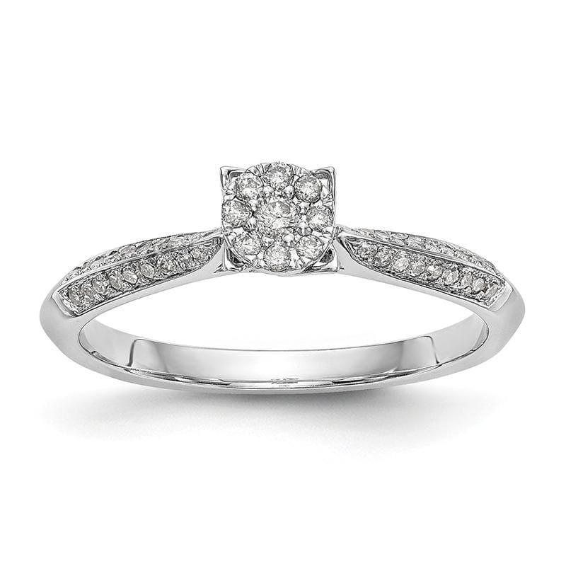 14K White Gold Complete Diamond Cluster Engagement Ring - Seattle Gold Grillz