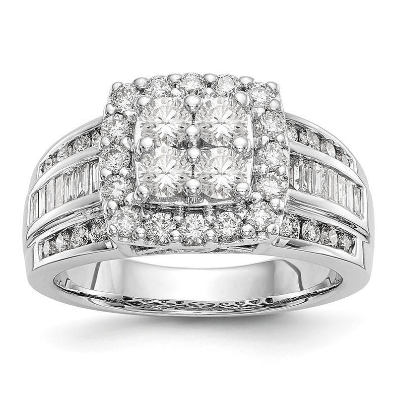 14K White Gold Complete Diamond Cluster Engagement Ring - Seattle Gold Grillz