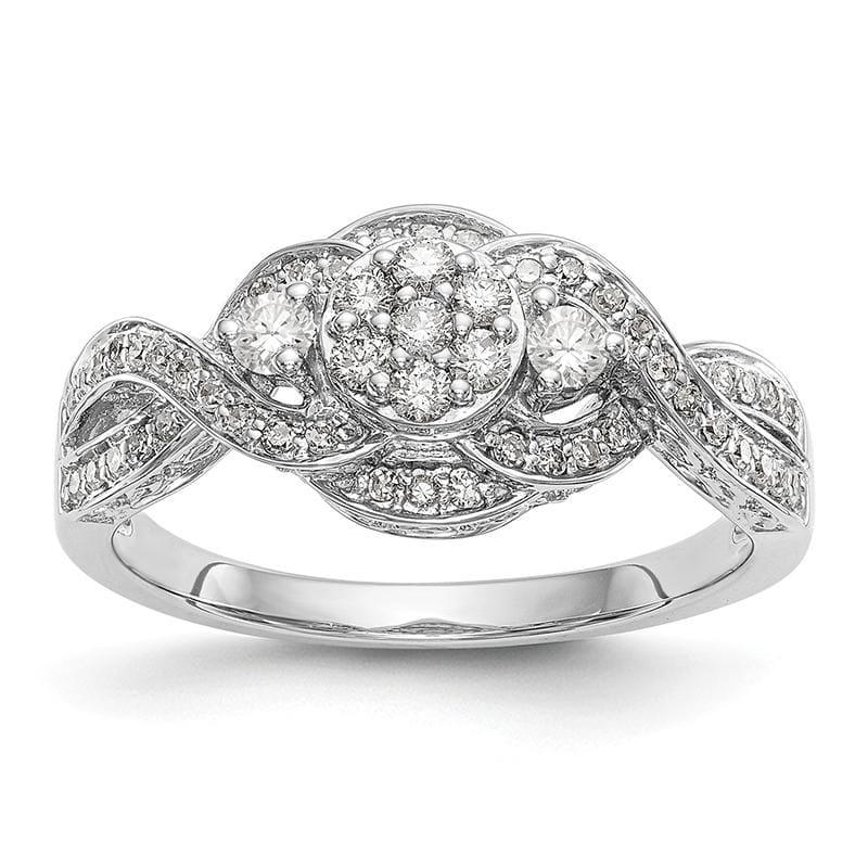 14k White Gold Complete Diamond Cluster Engagement Ring - Seattle Gold Grillz