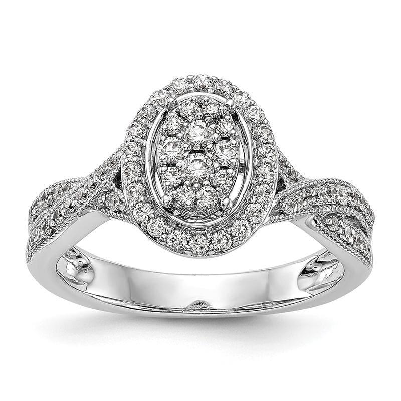14K White Gold Complete Diamond Cluster Engagement Ring - Seattle Gold Grillz