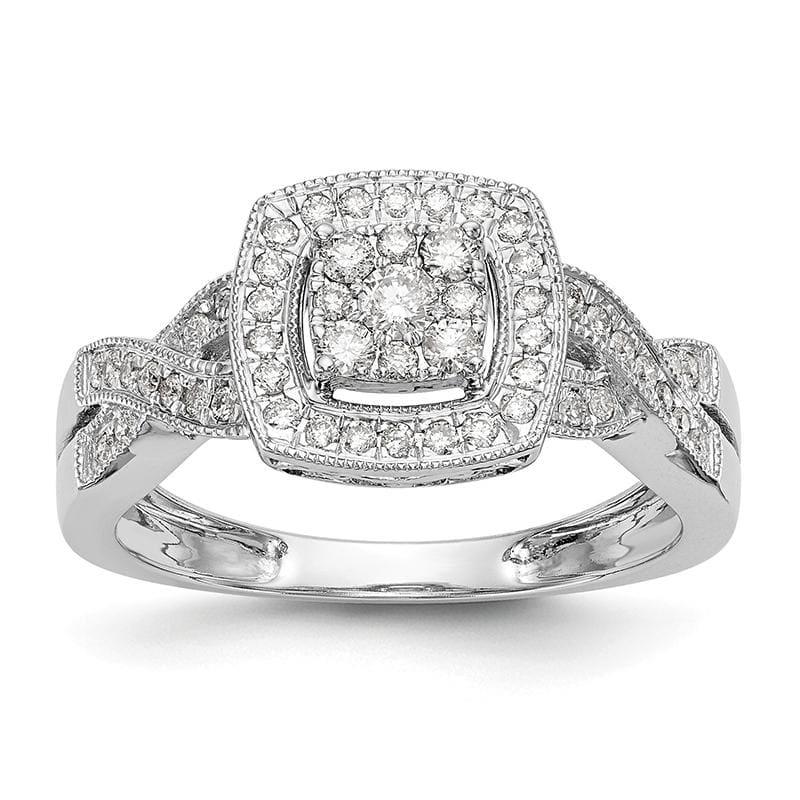 14K White Gold Complete Diamond Cluster Engagement Ring - Seattle Gold Grillz