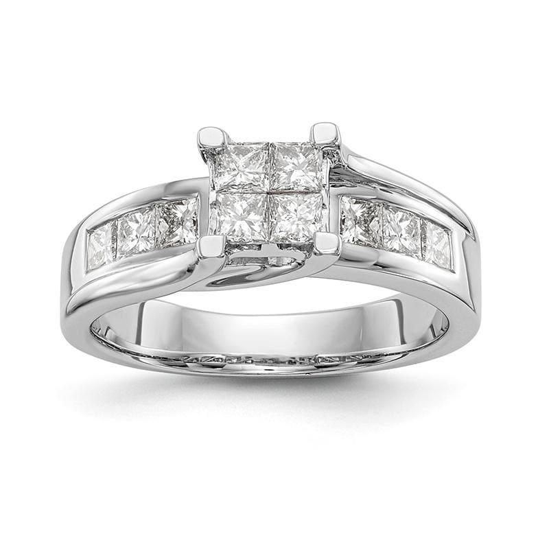 14K White Gold Complete Diamond Cluster Engagement Ring - Seattle Gold Grillz