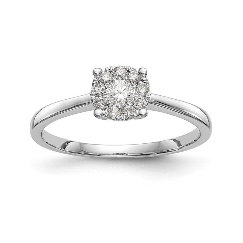 14K White Gold Complete Diamond Cluster Engagement Ring - Seattle Gold Grillz