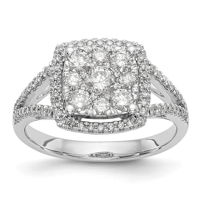 14K White Gold Complete Diamond Cluster Engagement Ring - Seattle Gold Grillz