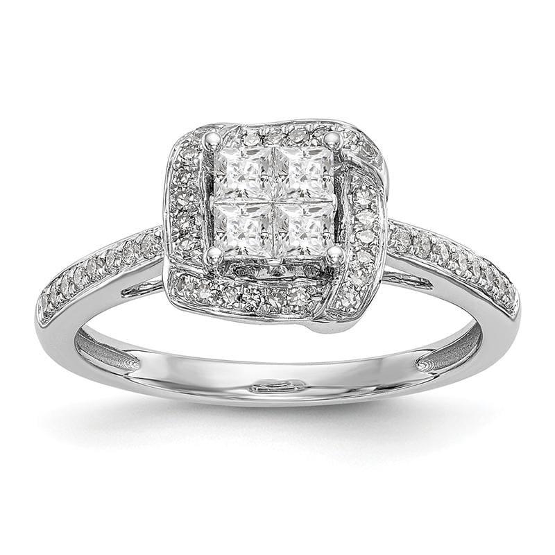 14K White Gold Complete Diamond Cluster Engagement Ring - Seattle Gold Grillz