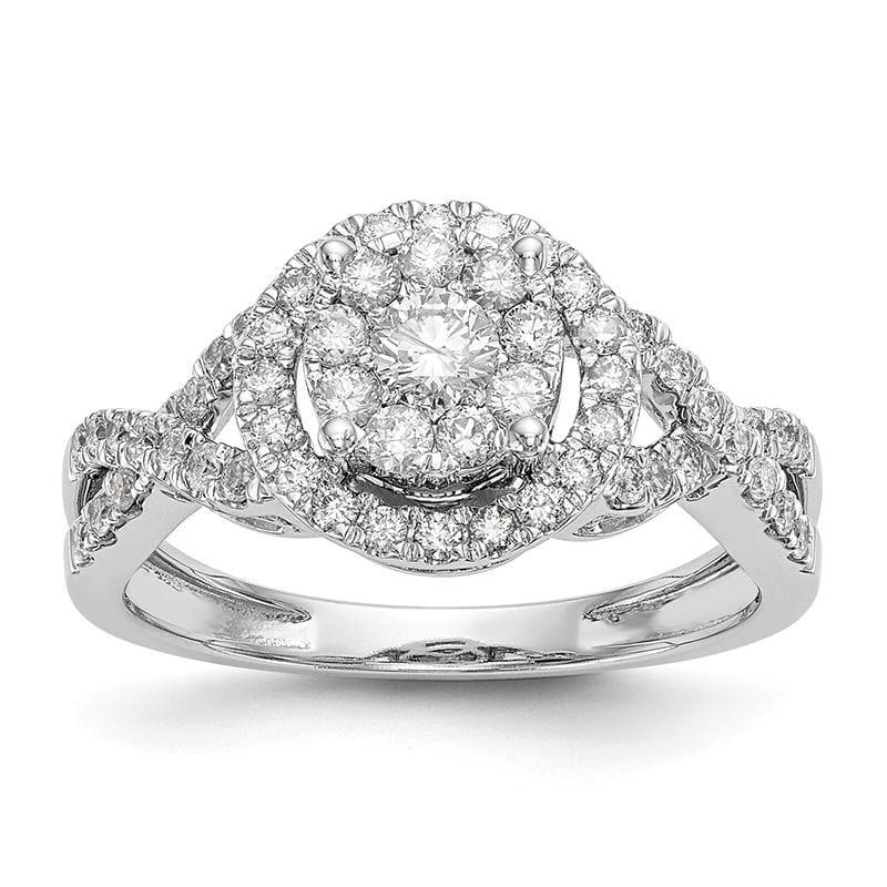 14K White Gold Complete Diamond Cluster Engagement Ring - Seattle Gold Grillz