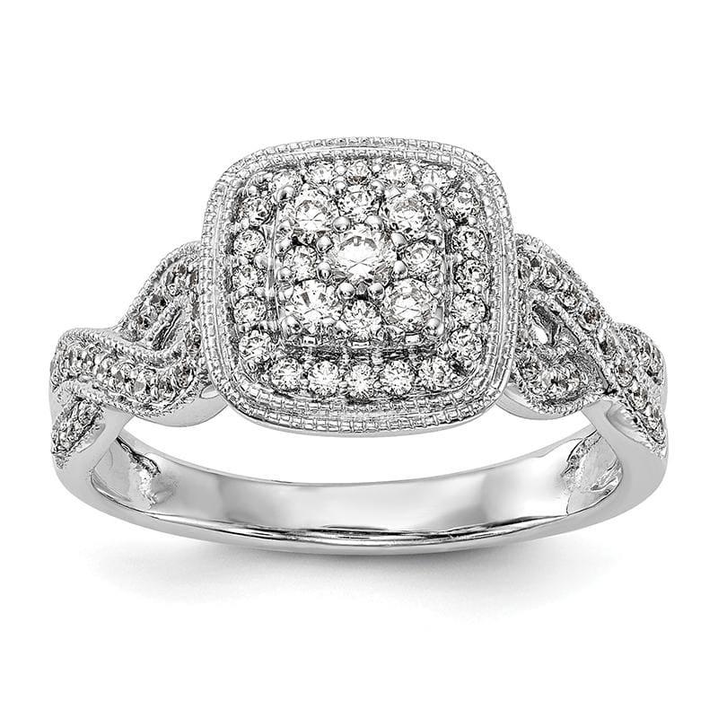 14K White Gold Complete Diamond Cluster Engagement Ring - Seattle Gold Grillz