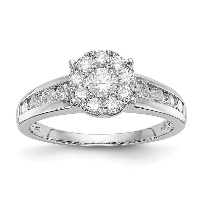 14K White Gold Complete Diamond Cluster Engagement Ring - Seattle Gold Grillz