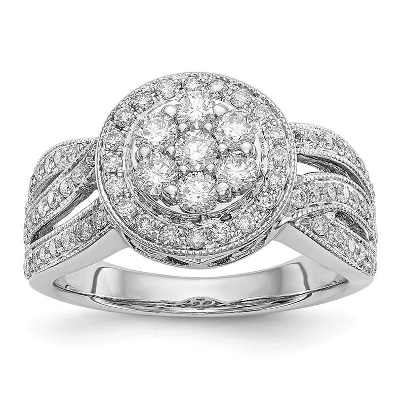 14K White Gold Complete Diamond Cluster Engagement Ring - Seattle Gold Grillz