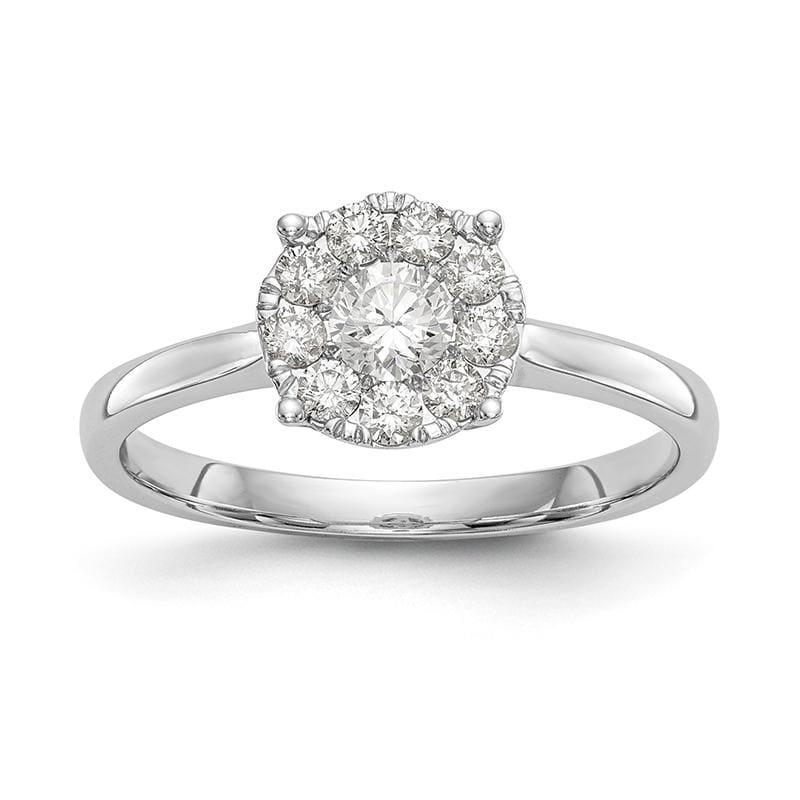 14K White Gold Complete Diamond Cluster Engagement Ring - Seattle Gold Grillz