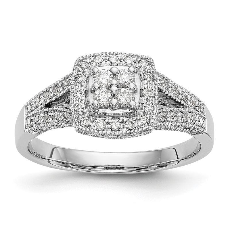 14K White Gold Complete Diamond Cluster Engagement Ring - Seattle Gold Grillz