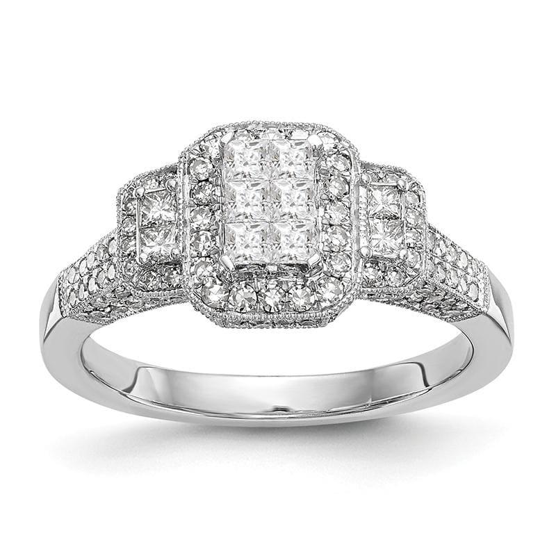 14K White Gold Complete Diamond Cluster Engagement Ring - Seattle Gold Grillz