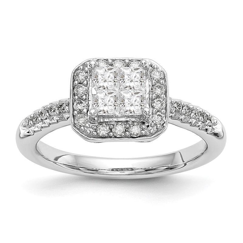 14K White Gold Complete Diamond Cluster Engagement Ring - Seattle Gold Grillz