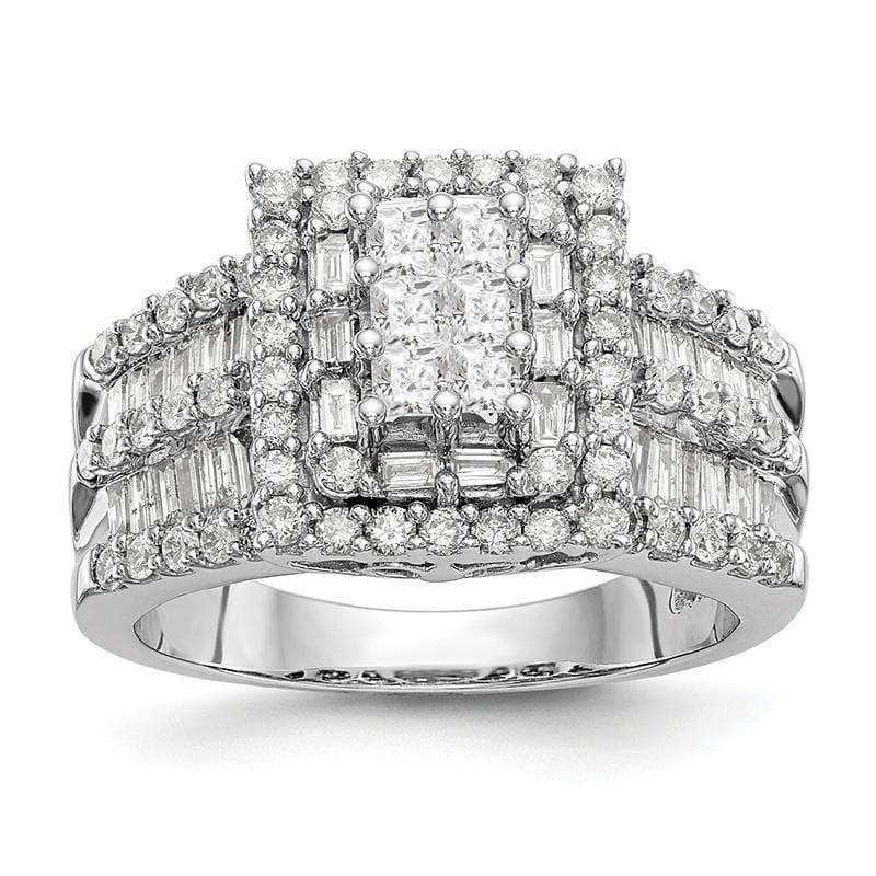 14K White Gold Complete Diamond Cluster Engagement Ring - Seattle Gold Grillz