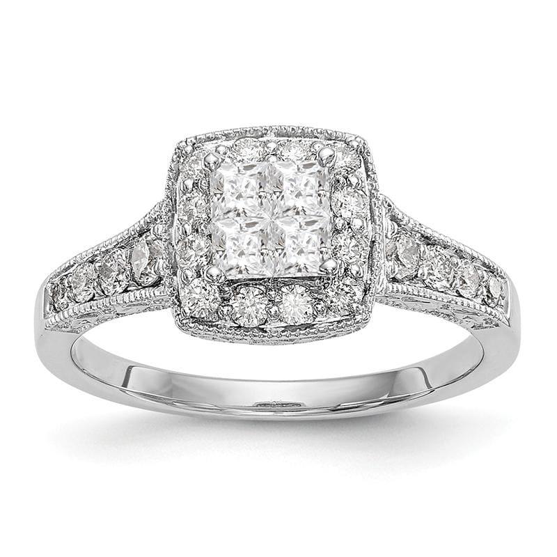 14K White Gold Complete Diamond Cluster Engagement Ring - Seattle Gold Grillz