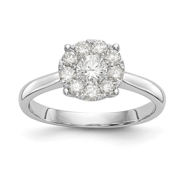 14K White Gold Complete Diamond Cluster Engagement Ring - Seattle Gold Grillz