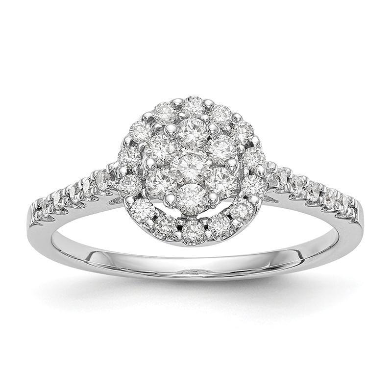 14K White Gold Complete Diamond Cluster Engagement Ring - Seattle Gold Grillz