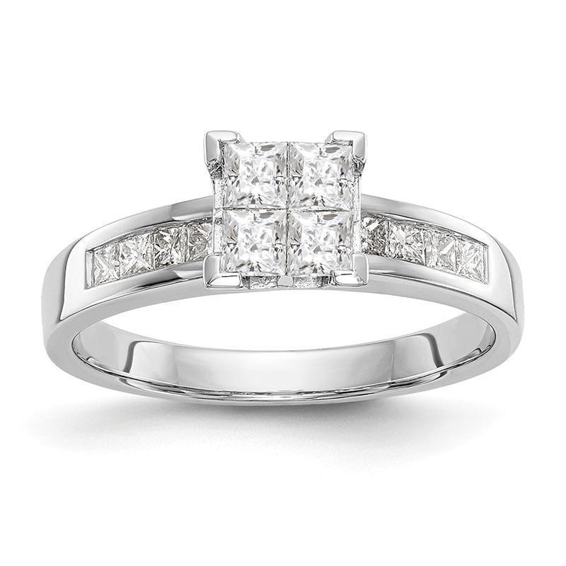 14K White Gold Complete Diamond Cluster Engagement Ring - Seattle Gold Grillz