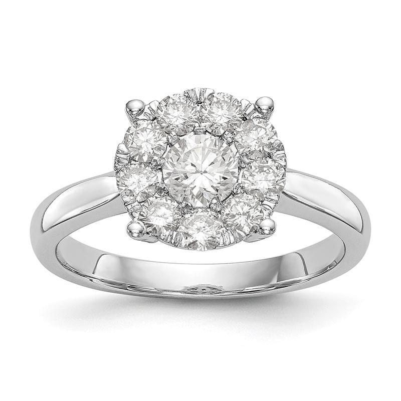 14K White Gold Complete Diamond Cluster Engagement Ring - Seattle Gold Grillz