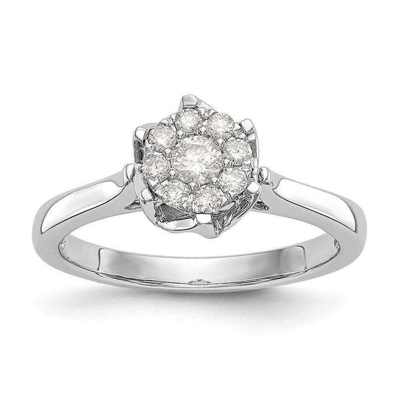 14k White Gold Complete Diamond Cluster Engagement Ring - Seattle Gold Grillz