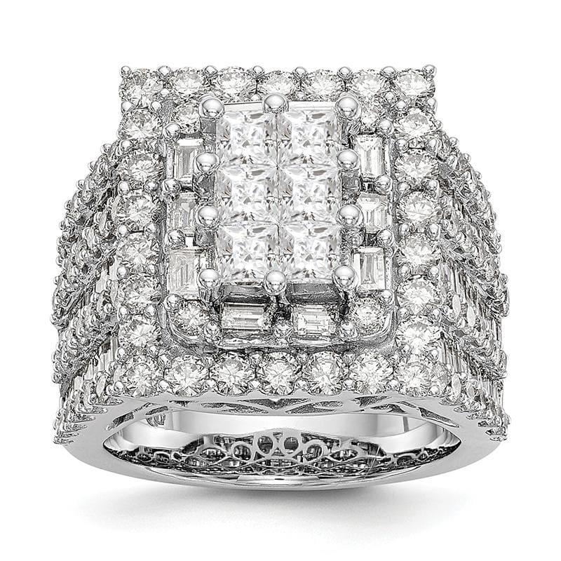 14K White Gold Complete Diamond Cluster Engagement Ring - Seattle Gold Grillz