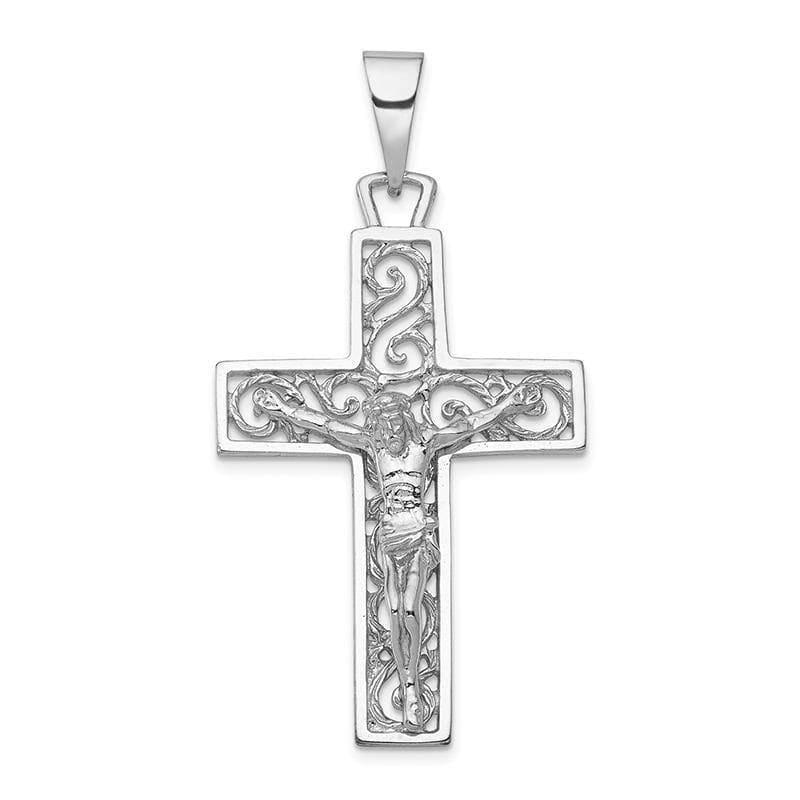 14k White Gold Crucifix Pendant. Weight: 4.9, Length: 53, Width: 28 - Seattle Gold Grillz
