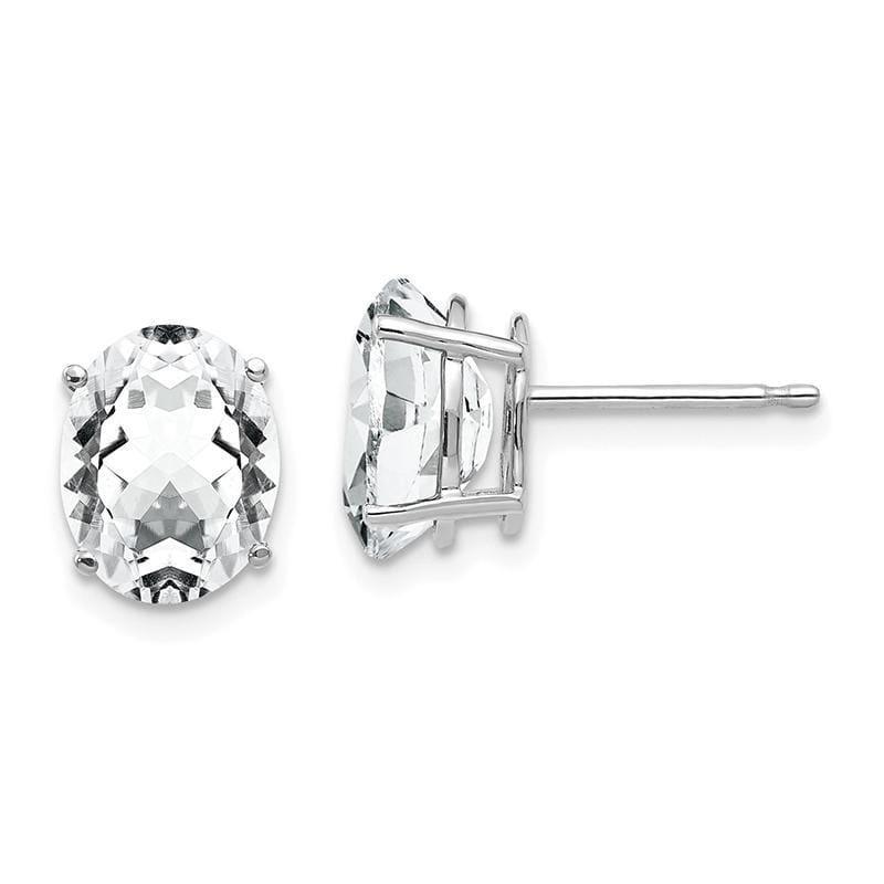 14k White Gold Cubic Zirconia Oval Stud Earrings - Seattle Gold Grillz