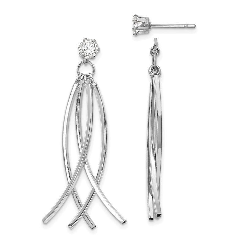 14k White Gold Curved Dangles with CZ Stud Earring Jackets - Seattle Gold Grillz