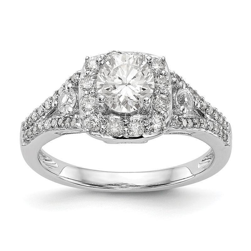 14K White Gold Cushion Halo Engagement Ring Mounting - Seattle Gold Grillz