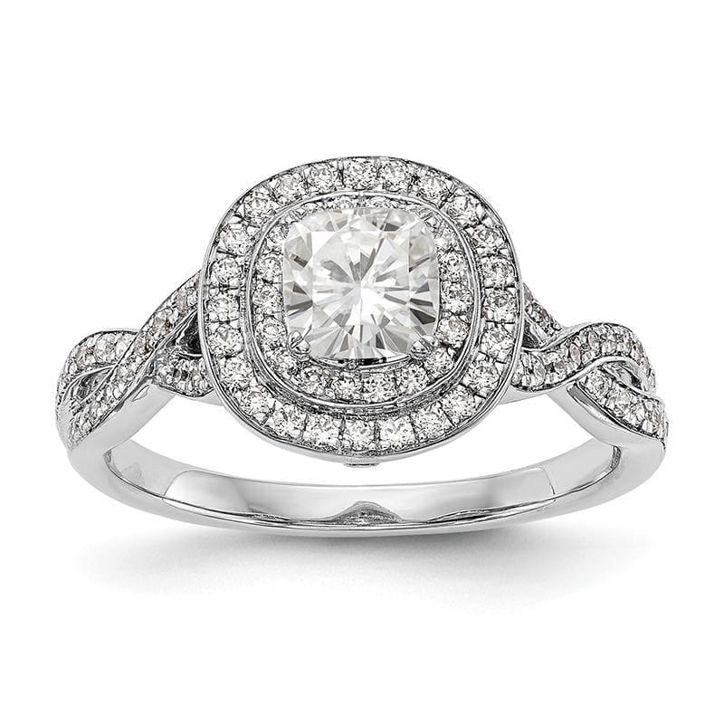 14K White Gold Cushion Halo Engagement Ring Mounting - Seattle Gold Grillz