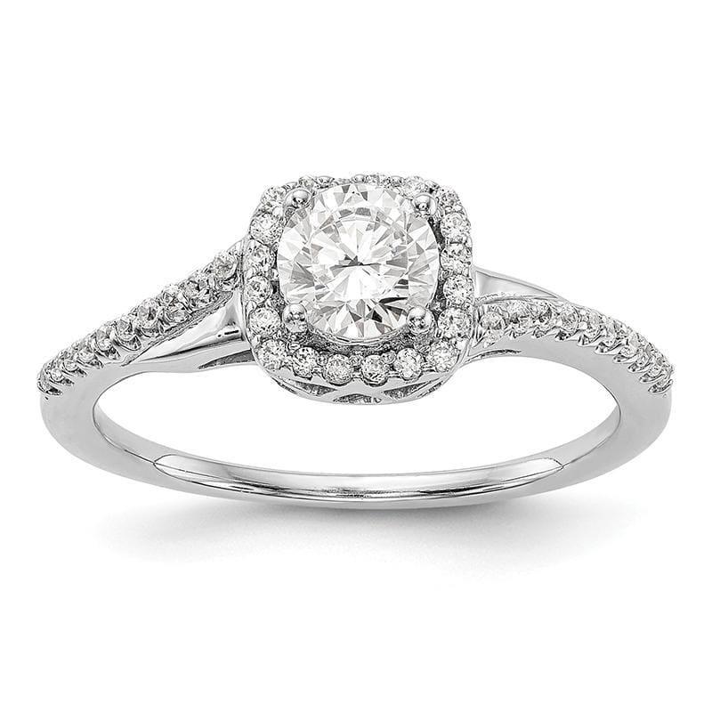 14K White Gold Cushion HaloEngagement Ring Mounting - Seattle Gold Grillz