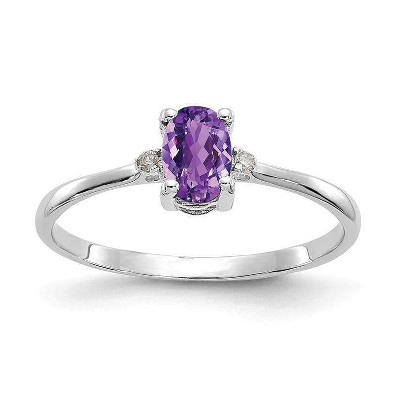 14k White Gold Diamond & Amethyst Birthstone Ring - Seattle Gold Grillz