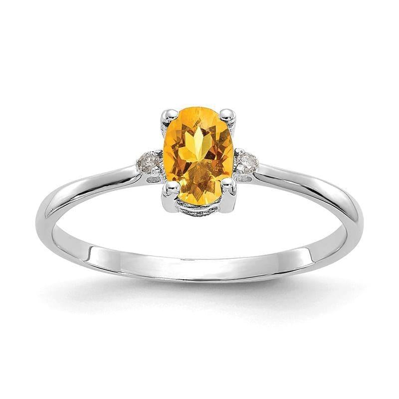 14k White Gold Diamond & Citrine Birthstone Ring - Seattle Gold Grillz