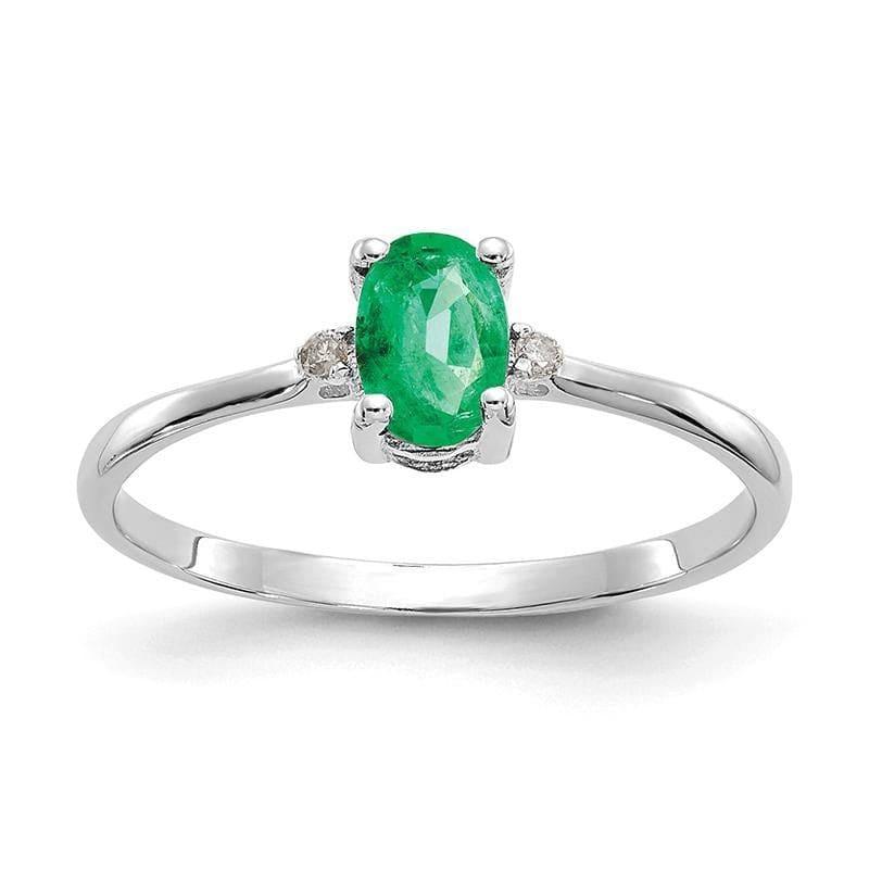 14k White Gold Diamond & Emerald Birthstone Ring - Seattle Gold Grillz