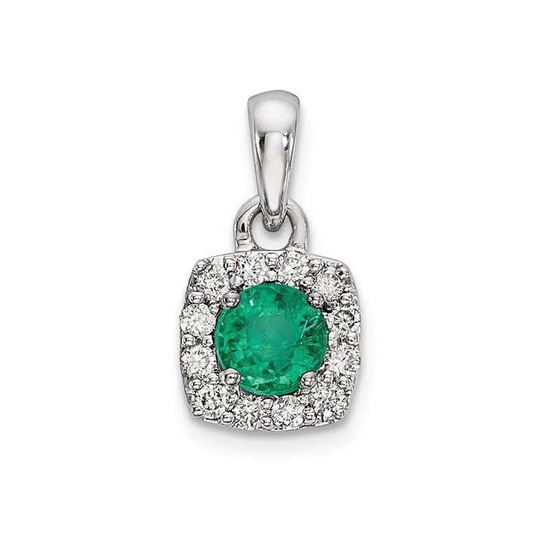 14k White Gold Diamond & Emerald Pendant - Seattle Gold Grillz