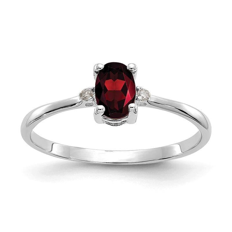 14k White Gold Diamond & Garnet Birthstone Ring - Seattle Gold Grillz