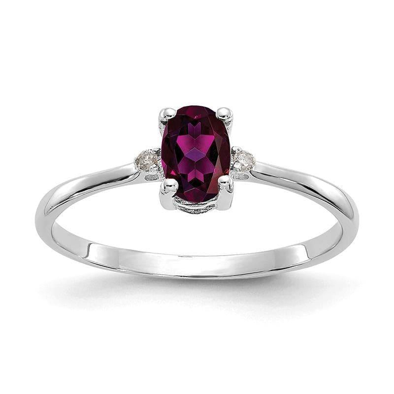 14k White Gold Diamond & Rhodolite Garnet Birthstone Ring - Seattle Gold Grillz