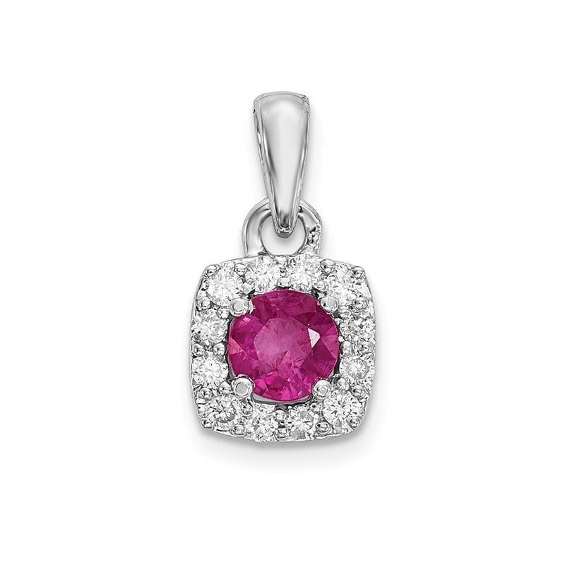 14k White Gold Diamond & Ruby Pendant - Seattle Gold Grillz