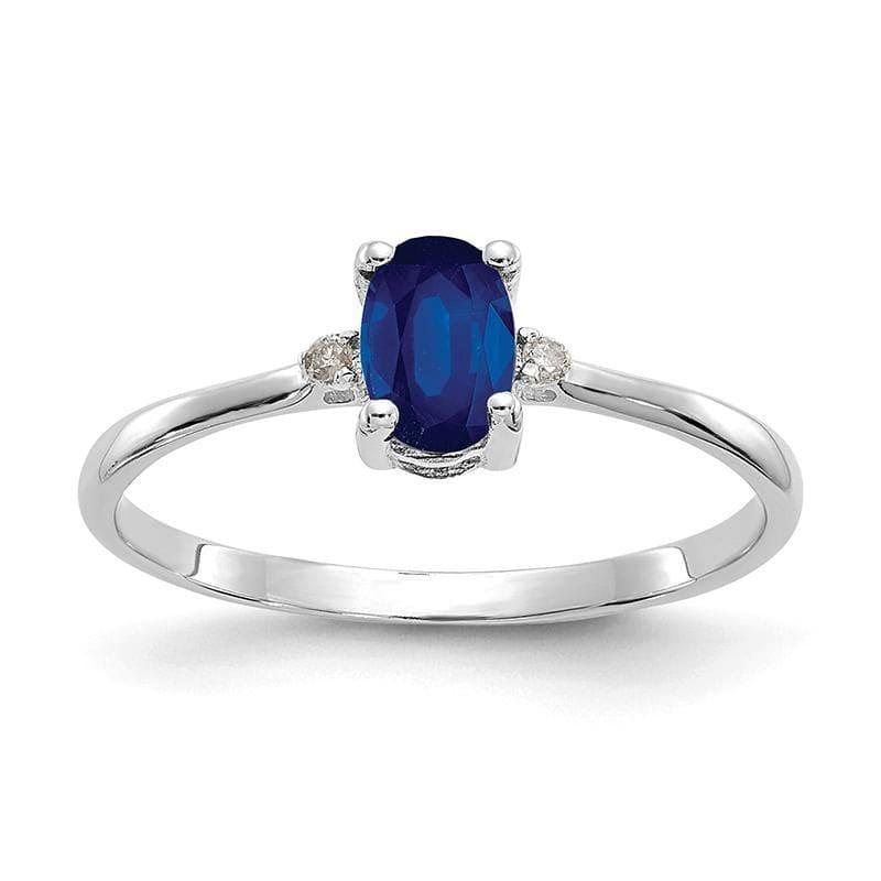 14k White Gold Diamond & Sapphire Birthstone Ring - Seattle Gold Grillz