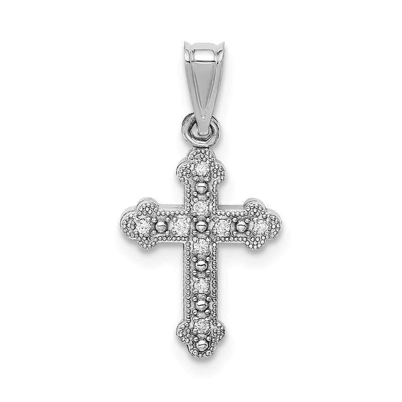 14k White Gold Diamond Cross Pendant. Weight: 1, Length: 21, Width: 11 - Seattle Gold Grillz