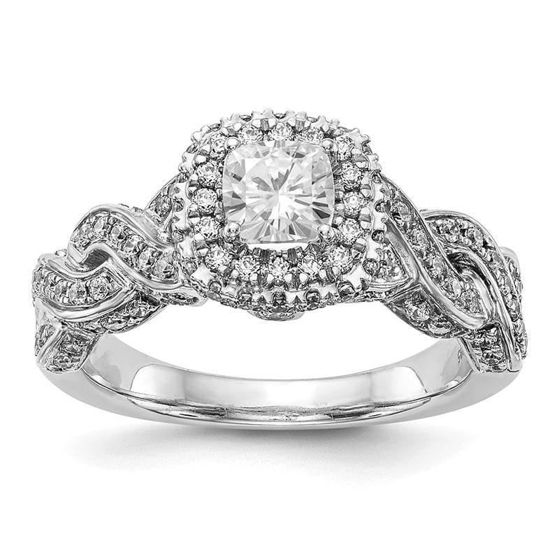 14K White Gold Diamond Cushion Semi-Mount Cushion Halo Engagement Ring - Seattle Gold Grillz