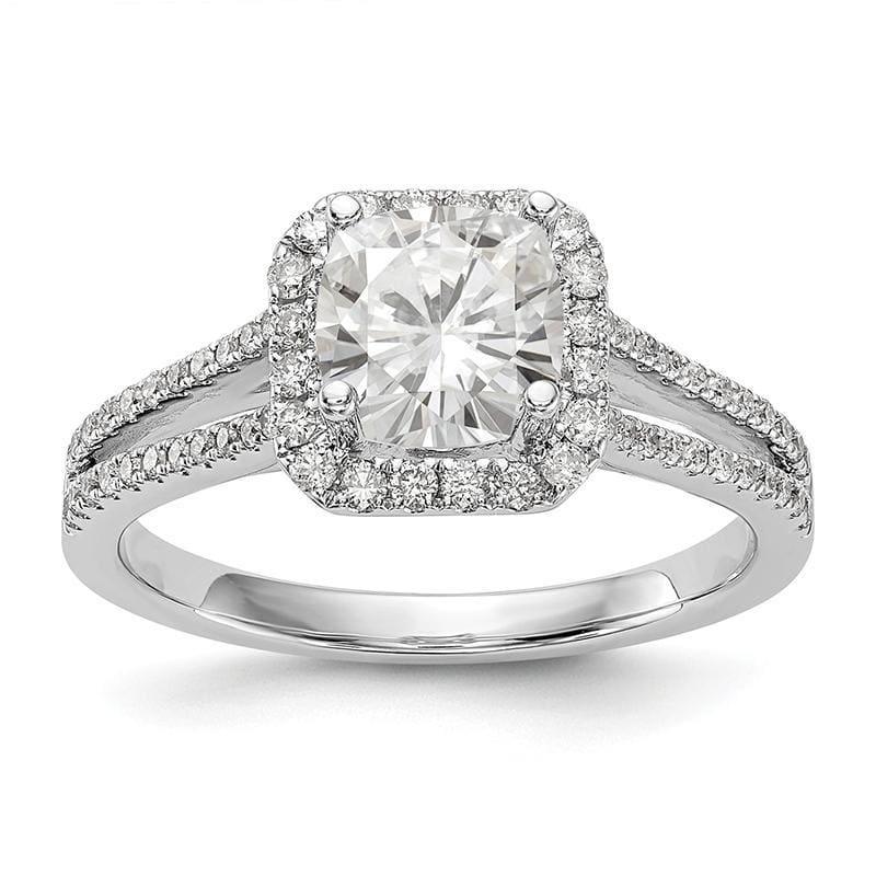 14K White Gold Diamond Cushion Semi-Mount Cushion Halo Engagement Ring - Seattle Gold Grillz
