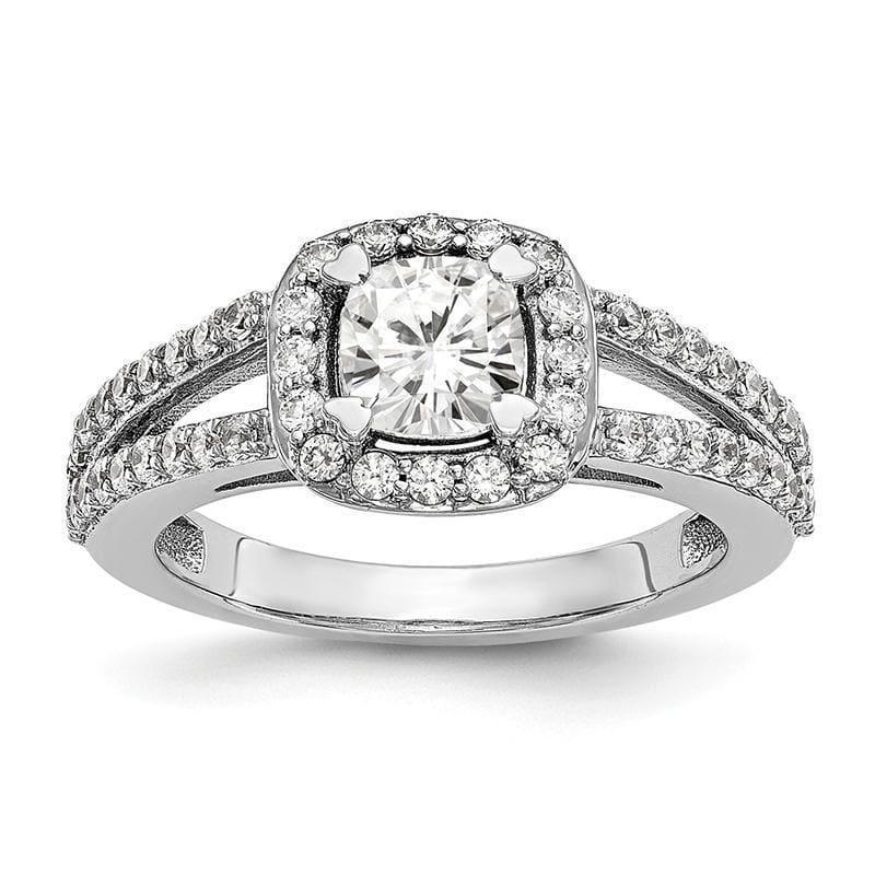 14K White Gold Diamond Cushion Semi-Mount Cushion Halo Engagement Ring - Seattle Gold Grillz