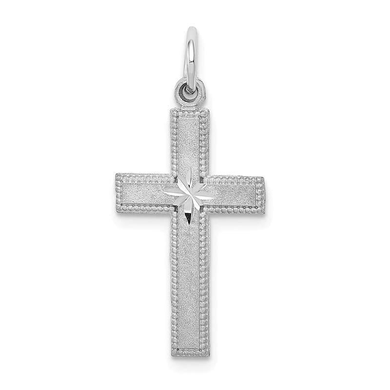 14k White Gold Diamond-cut Cross Pendant - Seattle Gold Grillz