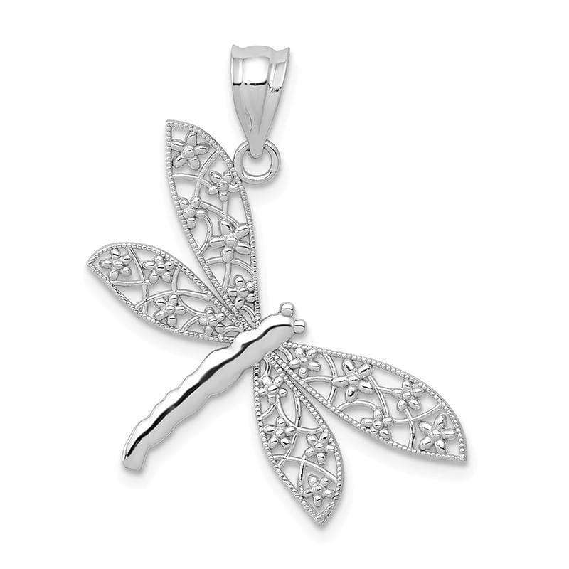 14k White Gold Diamond-cut Dragonfly Pendant - Seattle Gold Grillz