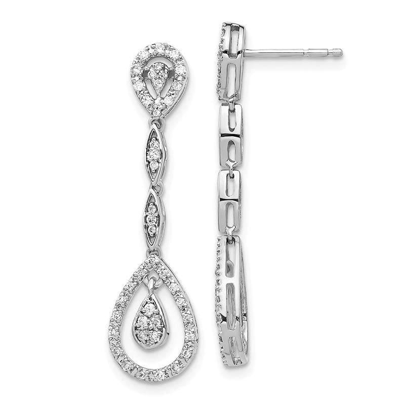 14k White Gold Diamond Dangle Earrings - Seattle Gold Grillz