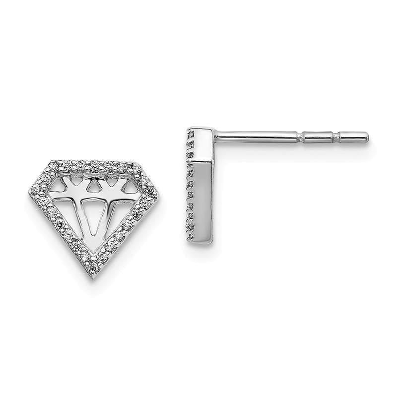 14k White Gold Diamond Diamond Shape Earrings - Seattle Gold Grillz
