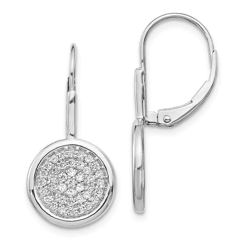 14k White Gold Diamond Fancy Circle Leverback Earrings - Seattle Gold Grillz