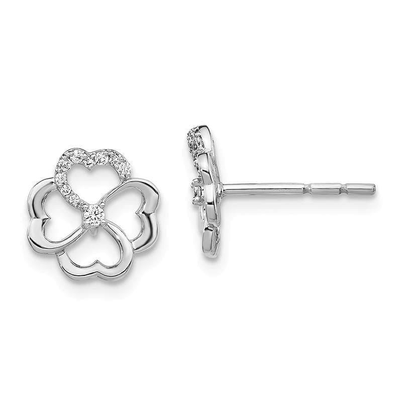 14k White Gold Diamond Fancy Clover Earrings - Seattle Gold Grillz